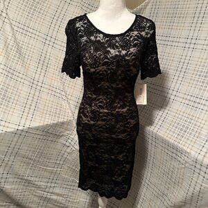 Black Floral Lace Dress (mid-length)